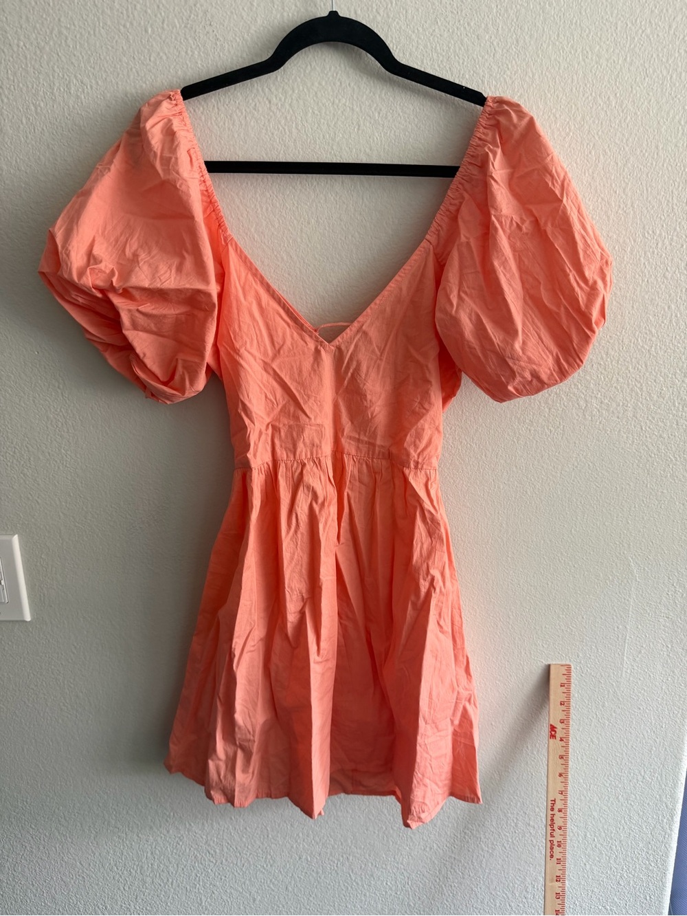 Billabong Coral Puff-Sleeve Open Back Cotton Viscose Mini Dress M Coastal Preppy